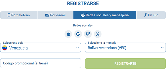 Cómo registrarse a través de las redes sociales en 1xBet Registro a través de redes sociales y mensajeros